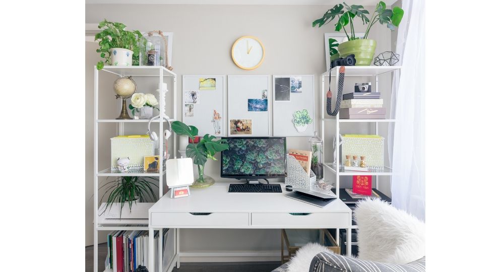 Ikea desk idea with plants